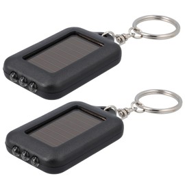 Kaito Denshi LED Light Keychain Light, Flashlight, Solar, Handy, Disaster Prevention, Outdoor, Small, Lightweight, Compact, 2-Piece Set, Black