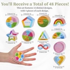 48Pcs Breath Calm for Anxiety Sensory Stickers, Fidget Mindfulness Textured Stickers, Sensory Strips for Anti Anxiety Stress Calm, Anxiety Relief Items for Kids Adult, School Counselor Supplies