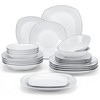 MALACASA Dinnerware Sets, 24 Piece Porcelain Square Dishes, White with