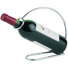 APS Weinflaschenhalter, Flaschenhalter aus Metall, Weinflaschenaufbewahrer, verchromt, 6 x 23 cm, 20 cm Höhe