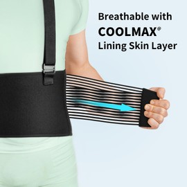 AllyFlex Sports® Back Brace For Lifting Work Y-shape Suspenders Safety Belt With Dual 3D Lumbar Support Relieve Pain, Prevent Injury - L