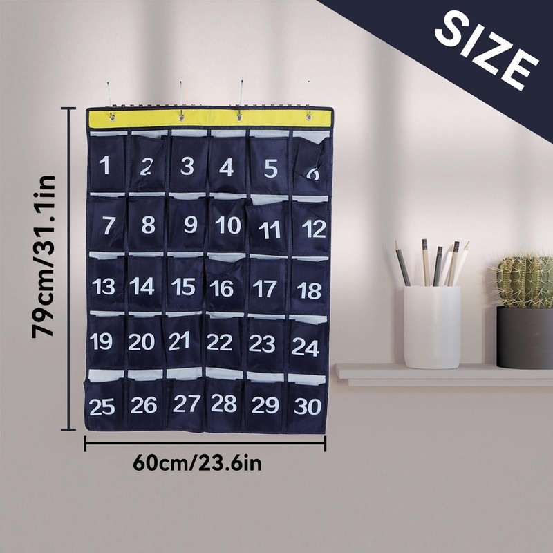 30 Pockets Cell Phone Holder Classroom, Numbered Classroom Sundries Closet