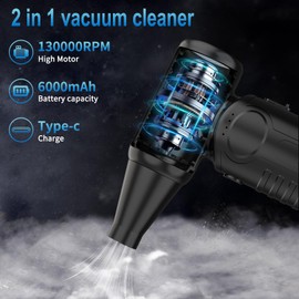 Compressed Air Duster,130000RPM Rechargeable Electric Duster, Cleaner for Keyboard, PC, No Canned Air Duster,Handheld Vacuums, Turbo Fan, Mini Blower, Jet Dry Blower, Car Vacuum Cleaner