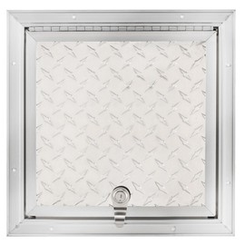 Tough Grade Aluminum Diamond Plate Compartment Door with Lock | RV Storage | Trailer Storage | Camper Storage (10" x 10")