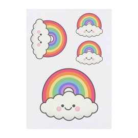 Azeeda 4 x 'Happy Rainbow Cloud' Temporary Tattoos - Water Resistant, Skin-Safe, Non-Toxic Transfers, Mixed Sizes (TO00004650)