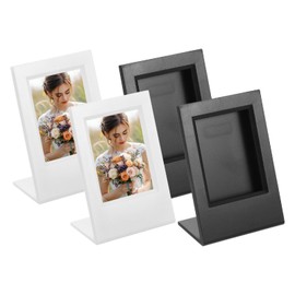 sourcing map 4 Pcs Mini Picture Frames 3.8 x 2.7 Inch Rectangle Small Picture Photo Frame Holder for Tabletop Display Photos Paintings Landscape Posters Artwork, Black & White