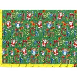 NA Merry Christmas Characters on Green By The Yard CCHWOR09140
