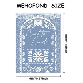 MEHOFOND Cielito Lindo Vertical Backdrop Blue Photography Background for Cielito Lindo Baby Shower Mexican Talavera Wedding Birthday Bridal Shower Mexican Themed Banner Photo Party Supplies 6x8ft