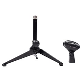 Rockville RDTS Adjustable Height Studio Desktop Tripod Microphone Stand, Metal Build, Foldable Design, Mic Clip and Adapter Included, Perfect for Podcasting and Streaming
