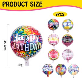 9 Pieces Of Birthday Balloons, Round Balloons, Party Decorations, Creative Aluminum Film Balloons, Birthday Party Scene Decoration