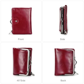 Contacts Women's RFID Wallet, Coin Purse, Card Slot, Large Capacity, Long Wallet, Bifold, red