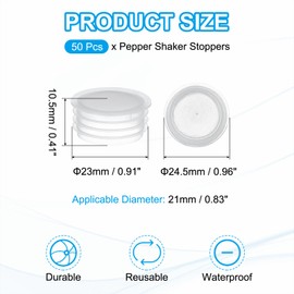 PATIKIL Salt and Pepper Shaker Stoppers 21mm/0.83", 50Pcs Plastic Salt Shaker Plug Replacement Reusable Clear Round End Cap for Pots Bottles Pipes