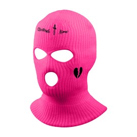 FitBest - Pasamontañas de 3 agujeros, de punto, para invierno, cálido, para hombres, mujeres, deportes al aire última intervensión, ciclismo, esquí, color rojo rosa, Rosa Rojo, Talla única