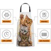 oFloral Three Cute Kittens Bib Apron with Adjustable Neck for