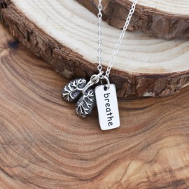 Respiratory Therapist Necklace in Sterling Silver. 18 Inch Cable Chain in Sterling Silver. Breathe Word Charm. Lungs Charm. Respiratory Therapist Gifts. Respiratory Patient Gifts. Gifts for Women.