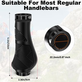GOUNNU Fahrradgriffe Fahrrad Ergonomisch, Rutschfester und Stoßdämpfend FahrradGriffe, Lenker Griffe Doppel-Lock-On-Design für 22,2 mm Fahrrad, BMX Rennrad, E-Bike (schwarz（130mm+130mm）)