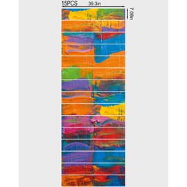 FLFK Graffiti Oil Painting Stair Stickers - Set of 15, Peel and Stick Stair Riser Decals, 39.3"x7.08"
