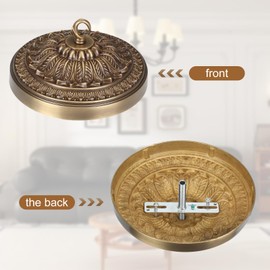 BEQUZON 7.28 Inches Brass Ceiling Canopy, Gold Retro Mounting Plate Kit for Chandelier Pendant Light