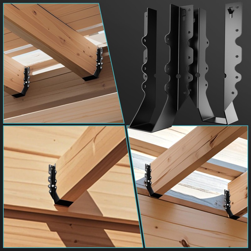 50 Pcs Black Joist Hangers 2X10, 18 Gauge Rafter Brackets