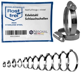 NietFullThings DIN-3017 Stainless Steel Worm Drive Hose Clips, Hose Clamps, Hose Binders, Clamping Range (Diameter): 10 - 160 mm, Band Width: 9 - 12 mm, multicolour