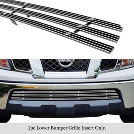 APS Compatible with 2005-2020 Frontier & 05-07 Pathfinder Lower Bumper Chrome Wide 20mm Horizontal Channel with Rivet Studs Billet Grille Insert Self Assemble N66433F