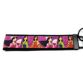 Mulan on Black Key fob Strap or Key - Purse or Wallet Strap Wristlet