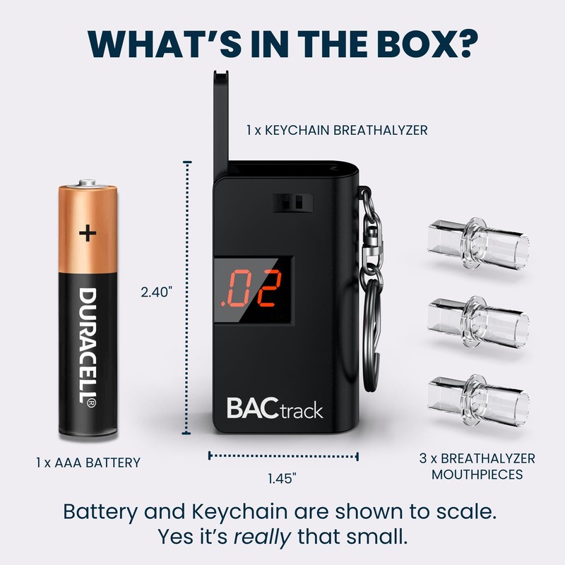 BACtrack BACtrack Keychain Breathalyzer - Black (2 Pack) | Ultra-Portable