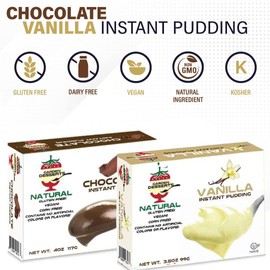 Chocolate & Vanilla Instant Pudding Mix - All Natural Pudding Mix by Garden Desserts Includes 2 Chocolate & 2 Vanilla | Quick Vegan Dessert, Gluten Free, Kosher 4 Oz (4 Pack, Variety)