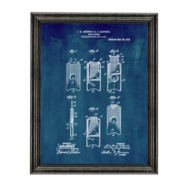 Cigar Cutter Patent Art Midnight Blue Print in a Black Wood Frame (5" x 7") M13297