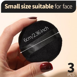 Teenitor 3Pcs Black Powder Puff, Powder Puffs, 2.36 Inch Setting Powder Puff,Powder Puffs for Face Powder Soft Powder Applicator for Loose Pressed Powder, Face Puff Makeup Puff Small with 3 Cases
