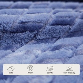 U2SKIIN Mens Plush Fleece Hooded Robe, Soft Warm Long Bathrobe with Pockets, Cozy Spa Shower Robe for Men(DARK BLUE STRIPE,L/XL)