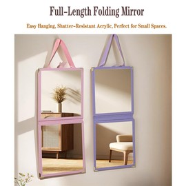 Digihan Mirror Full Length,Portablefull Body Mirror Dance Competition Must Haves Lightweight Folding Travel (Pink)