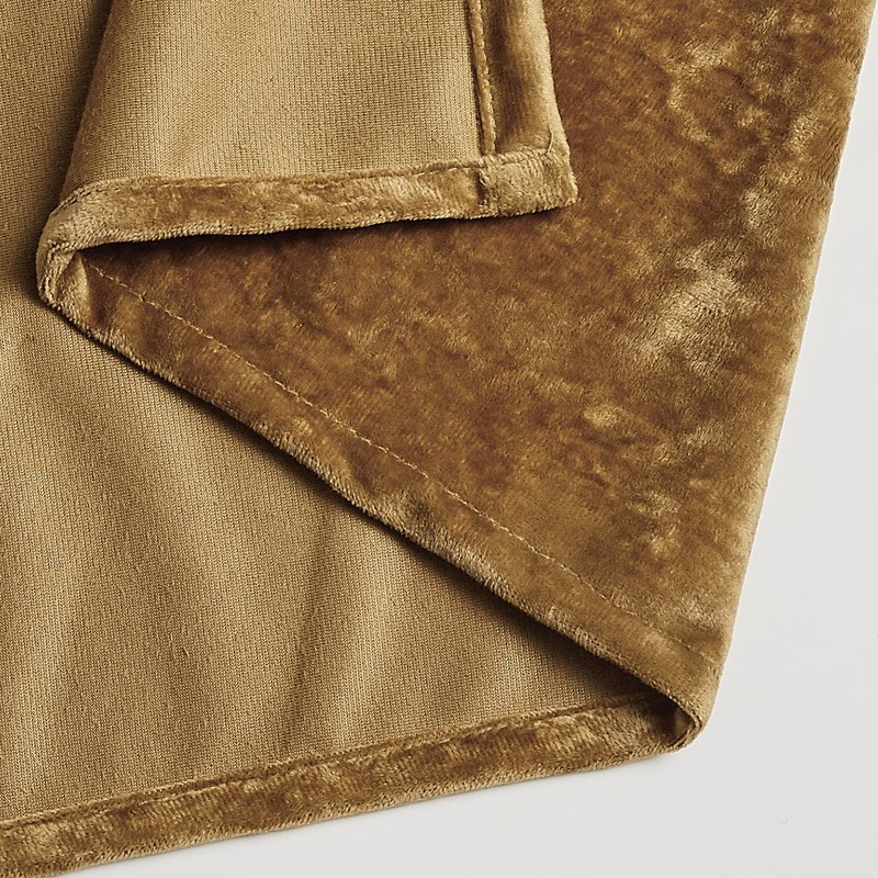 Fredsure Distressed Velvet Shower Curtain Set, 13 Pieces Caramel Gold