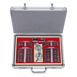104 Optical Trial Lens Set, Metal Rim Aluminum Optometry Kit Case Box Trial Frame Professional Optometry Lens Case Trial with Glasses Frame, Precise Optical Lens Optometry Kit for Opticians