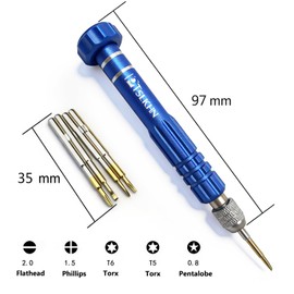 5-in-1 Multifunctional Small Screwdriver, PTSLKHN S2 Steel Magnetic Screwdriver Kit for Eyeglass, Sunglasses, Electronics, Cellphone, Jewelry and More
