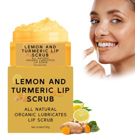 Lip Care Set, Turmeric Lemon Lip Scrub for Dark Lips, Exfoliating Lip Scrub, Exfoliating and Moisturising Cream for Dry, Cracked, Peeling Lips Lip Scrub