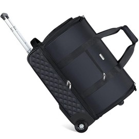 Rolling Garment Bag for Travel - Convertible Duffel Bag with Wheels & Shoes Compartment, Carry on Suit Luggage Bag with Trolley for Business Trip, Wedding, Weekender - Color: Black