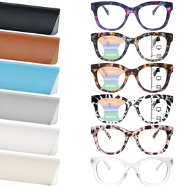 CLASAGA Progressive Multifocus Reading Glasses for Women, Blue Light Blocking Ladies Computer Readers Eyeglasses(6 mix, 1.0, x)