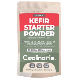 Coolinario Kefir Starter Culture (5-Pack, 1g Sachets) Live Probiotic Cultures for Homemade Kefir | Smooth, Creamy & Tangy | Non-GMO, No Preservatives, Gluten Free, Halal, Kosher