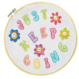 Pony Easy Stitch Embroidery Kit - Just Keep Going - Green, Pink, White