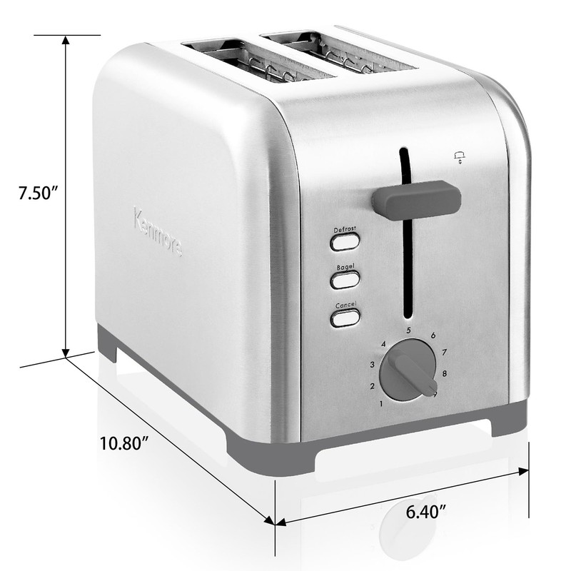 Kenmore 2-Slice Toaster, Stainless Steel, Extra Wide Slots, Bagel and