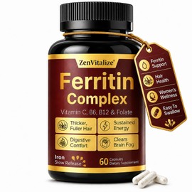 Ferritin Support Iron Supplement for Women, Supports Healthy Ferritin & Iron Levels, with Ferrous Glycine, Vitamin C, B12, B6, Folate, Zinc & Probiotics, Gluten Free, Non-GMO, 60 Capsules