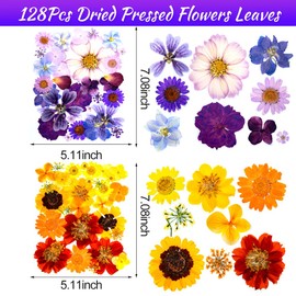 Gradient Color Dried Pressed Flowers for Resin, Real Pressed Flowers Dry Leaves Bulk Natural Herbs Kit for Scrapbooking DIY Art Crafts, Epoxy Jewelry, Candle, Soap Making, Nails Decor