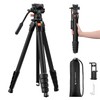 K&F CONCEPT 73” Camera Tripod with Fluid Head, Aluminum Travel