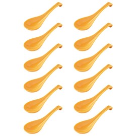 Thunder Group 7000Y-12S Soup Spoons, Astragalus, 6.4 inches (16.2 cm), Set of 12, Curry, Ramen, Fried Rice, Melamine Tableware, Dishwasher Safe, Crack-Resistant, Commercial Use, Yellow, Yellow