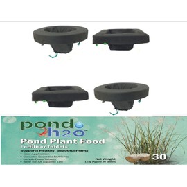 PondH2o Floating Aquatic Pond Plant or Flower Fabric Planter Baskets, 10" & 14" Round, 14" & 10" Square, Aquatic Plant Islands for Ponds and Water Features with Pond Plant Food | Value 4 Pack