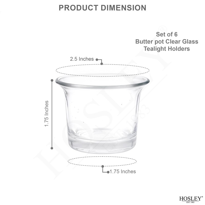 Hosley 2.5 Inch Diameter Clear Glass Oyster Tea Light Holders