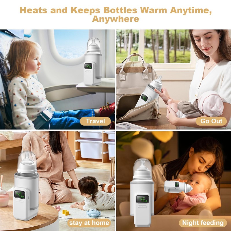 Portable Bottle Warmer - Travel-Easy,Fast Warming,6-Speed Temperature Control,Comfortsble Baby Feeding