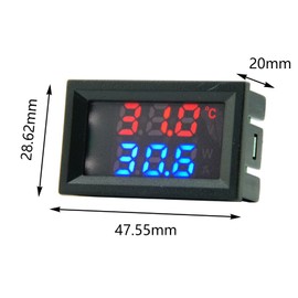 2 pieces measurement 4~30V direct power supply red + blue dual display digital thermometer with waterproof metal sensor temperature sensor