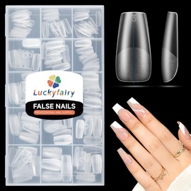 Luckyfairy Coffin Nails Full Matte 360pcs Medium Coffin False Gel Nail Tips No C Curve Clear Coffin False Acrylic Nail Tips for Nail Art Easily Nail Extensions 12 Sizes Gelly Tips